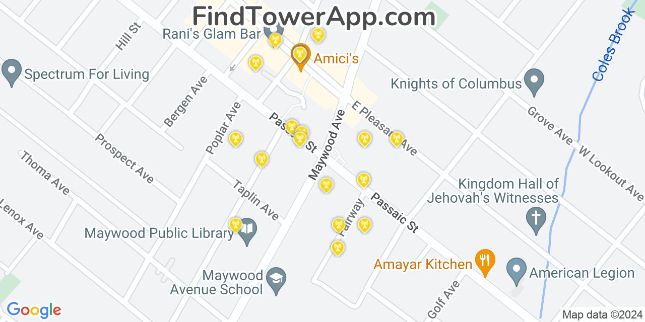 Verizon 4G/5G cell tower coverage map Maywood, New Jersey