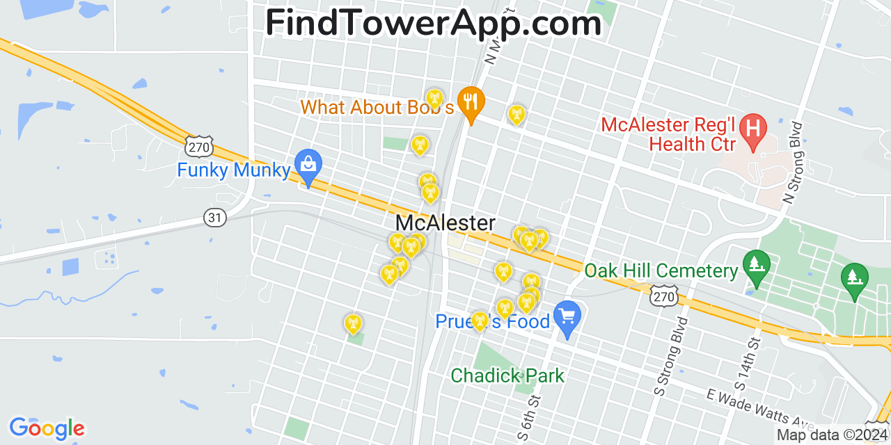 T-Mobile 4G/5G cell tower coverage map McAlester, Oklahoma