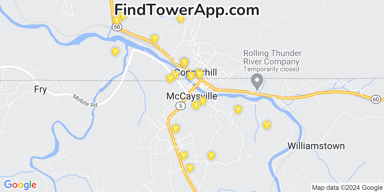 AT&T 4G/5G cell tower coverage map McCaysville, Georgia