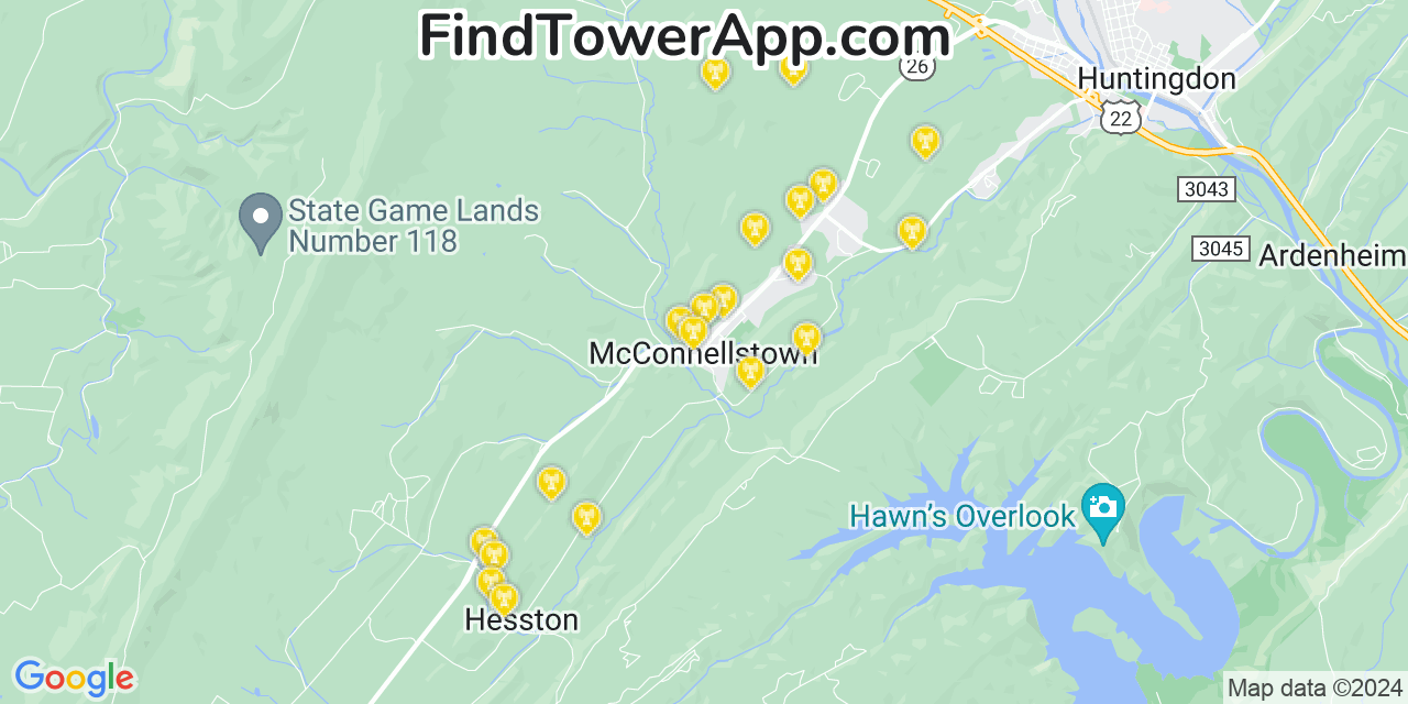 T-Mobile 4G/5G cell tower coverage map McConnellstown, Pennsylvania