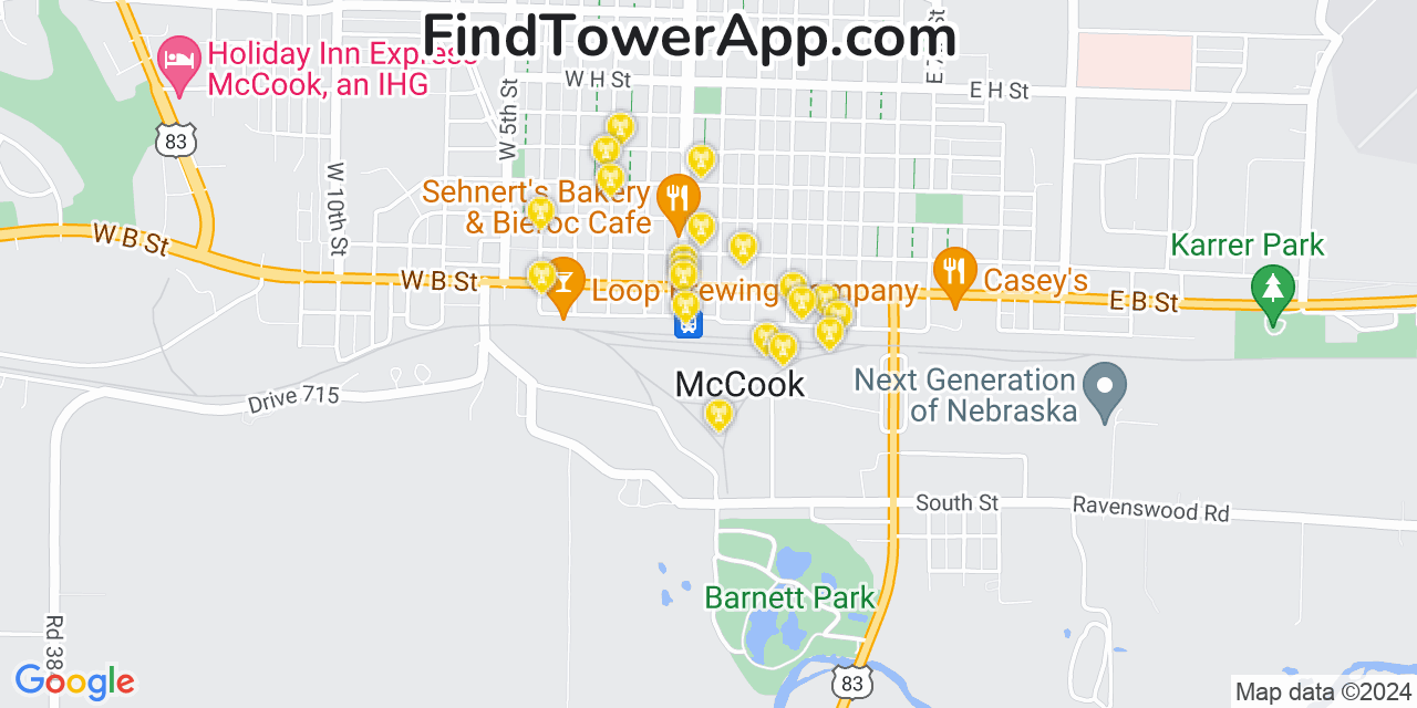 Verizon 4G/5G cell tower coverage map McCook, Nebraska