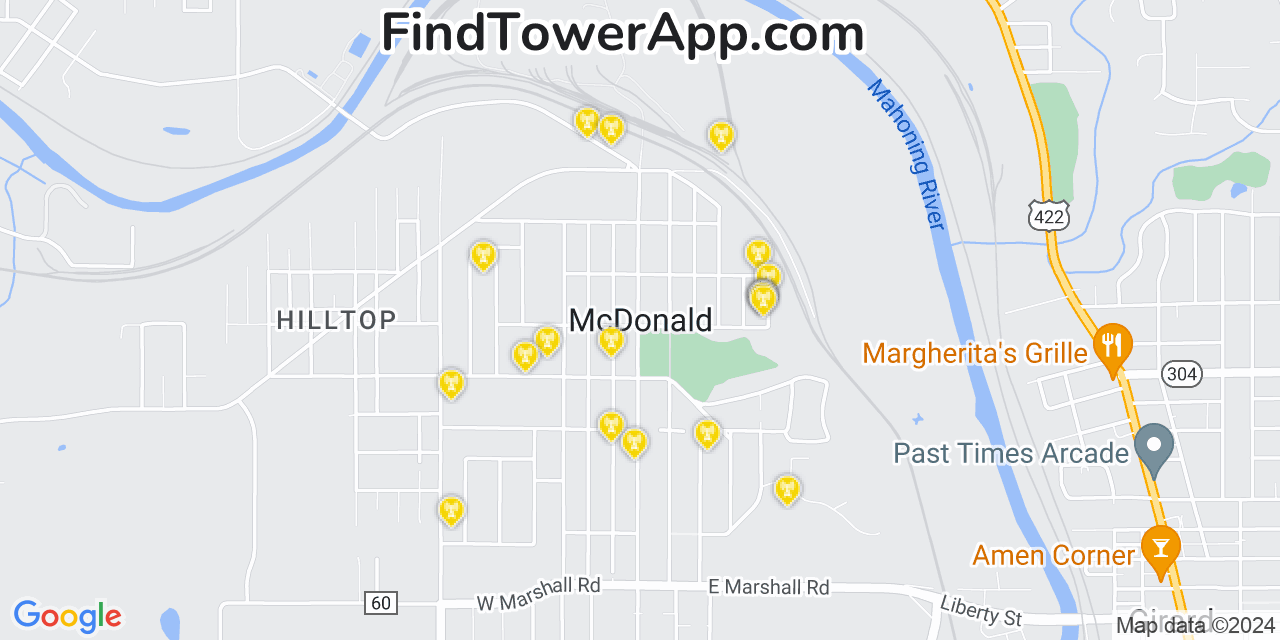 AT&T 4G/5G cell tower coverage map McDonald, Ohio