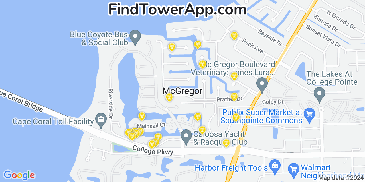 AT&T 4G/5G cell tower coverage map McGregor, Florida