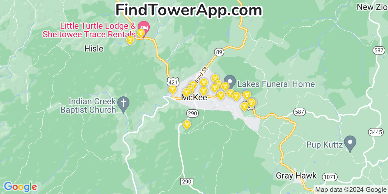 Verizon 4G/5G cell tower coverage map McKee, Kentucky