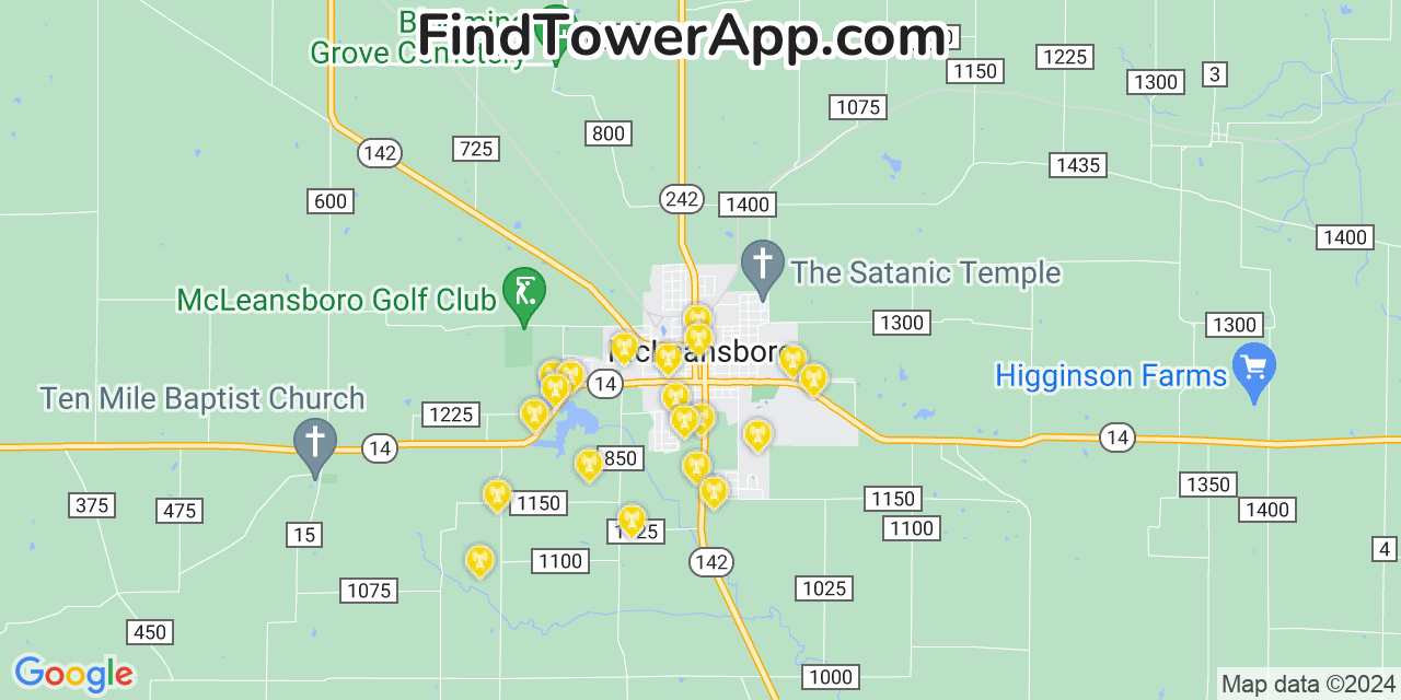 T-Mobile 4G/5G cell tower coverage map McLeansboro, Illinois