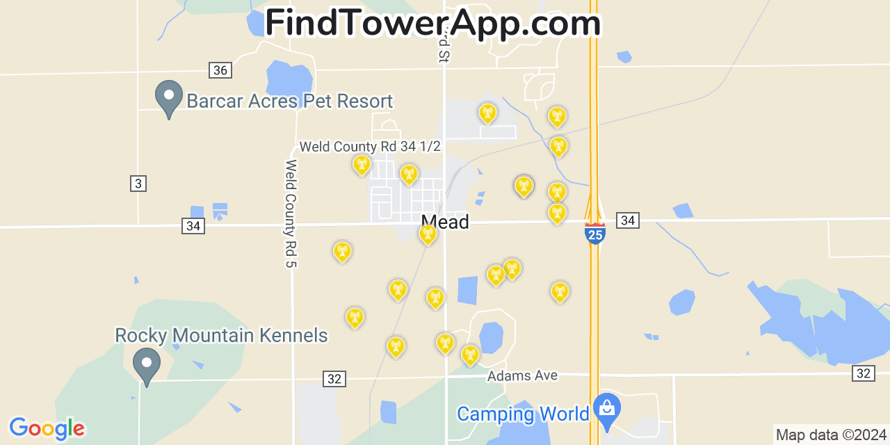 T-Mobile 4G/5G cell tower coverage map Mead, Colorado