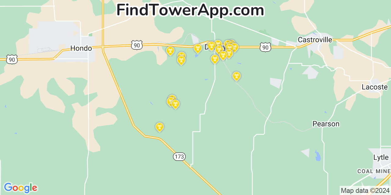 AT&T 4G/5G cell tower coverage map Medina, Texas