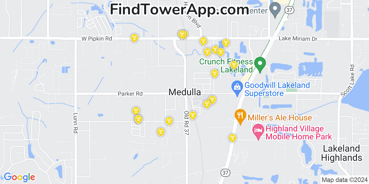 Verizon 4G/5G cell tower coverage map Medulla, Florida