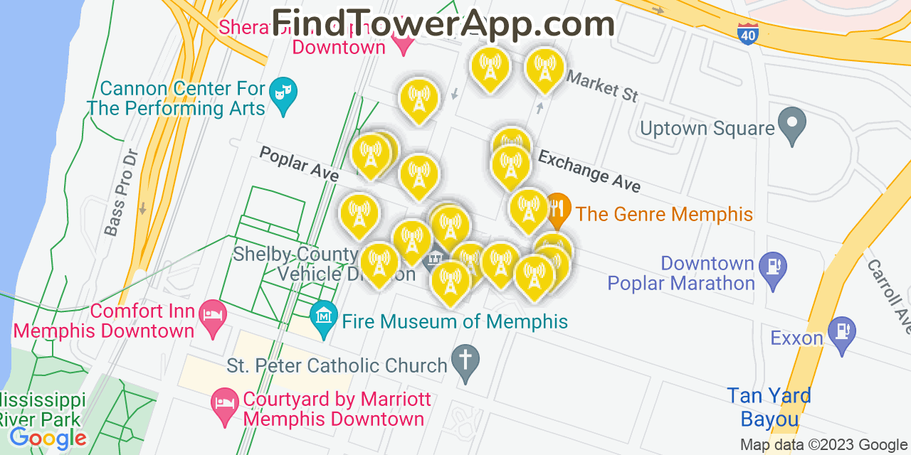 Memphis Tennessee Cell Tower Coverage Map