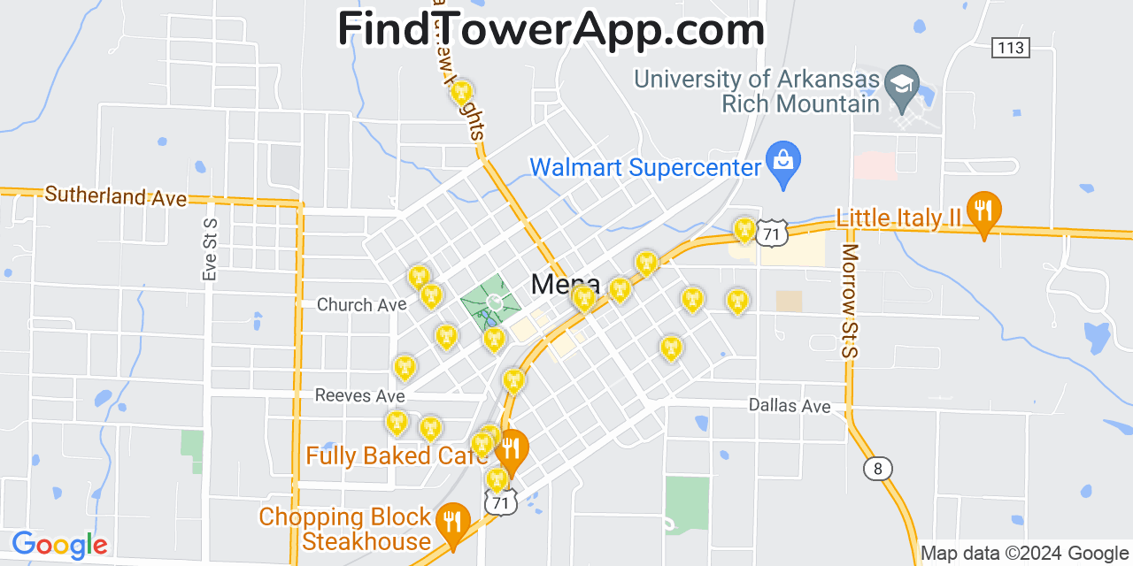 AT&T 4G/5G cell tower coverage map Mena, Arkansas