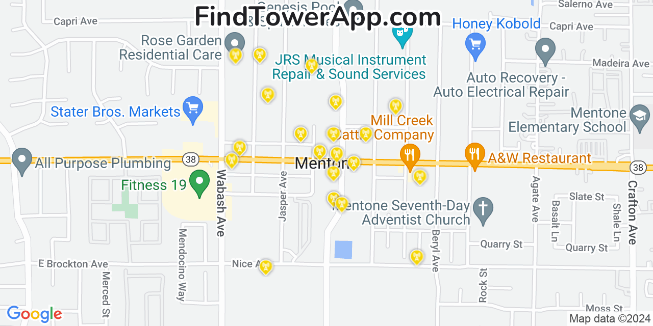 T-Mobile 4G/5G cell tower coverage map Mentone, California