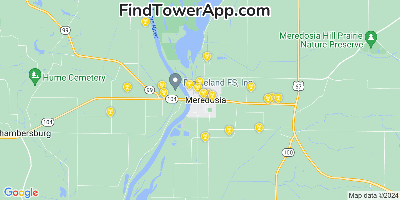 T-Mobile 4G/5G cell tower coverage map Meredosia, Illinois