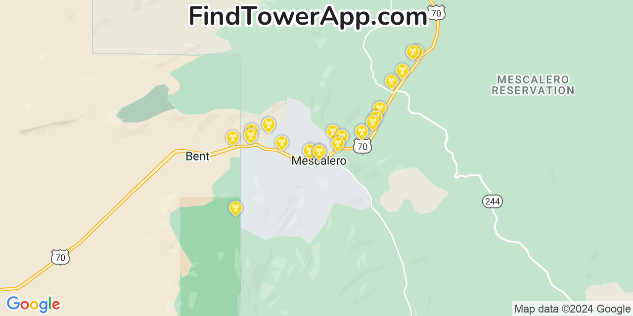 T-Mobile 4G/5G cell tower coverage map Mescalero, New Mexico