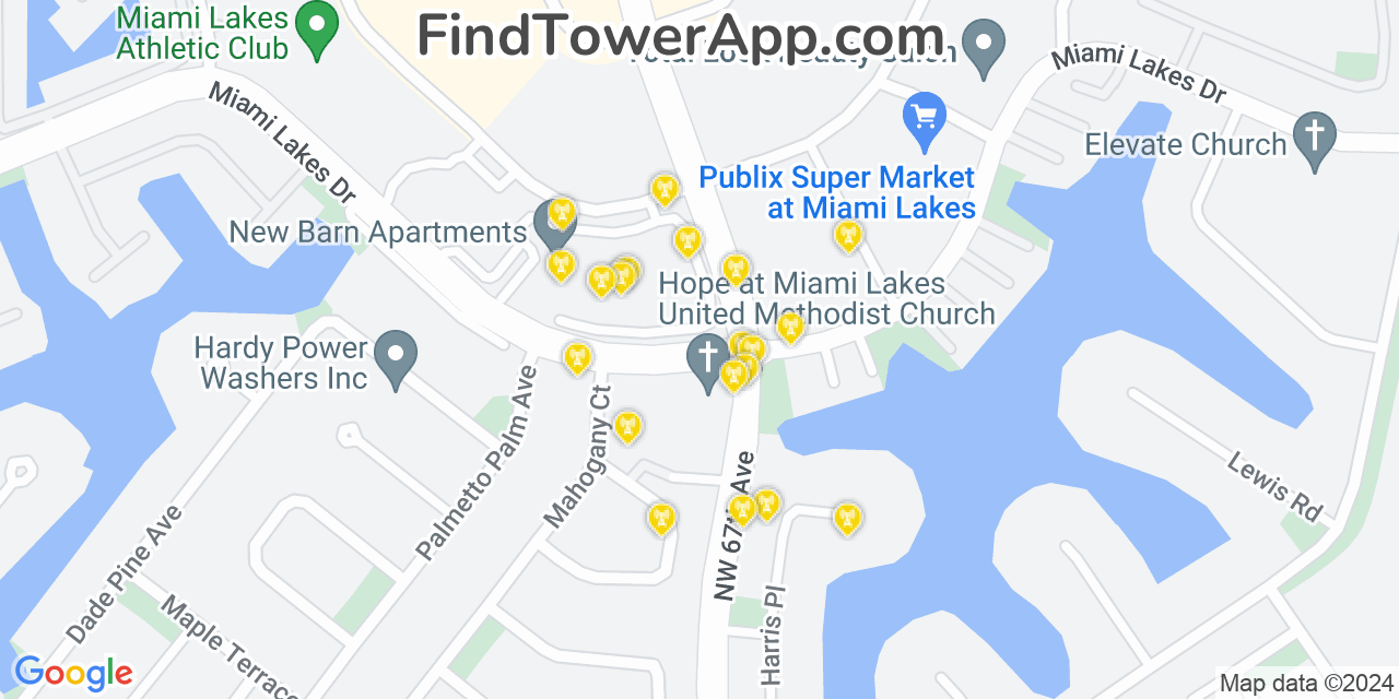 Verizon 4G/5G cell tower coverage map Miami Lakes, Florida