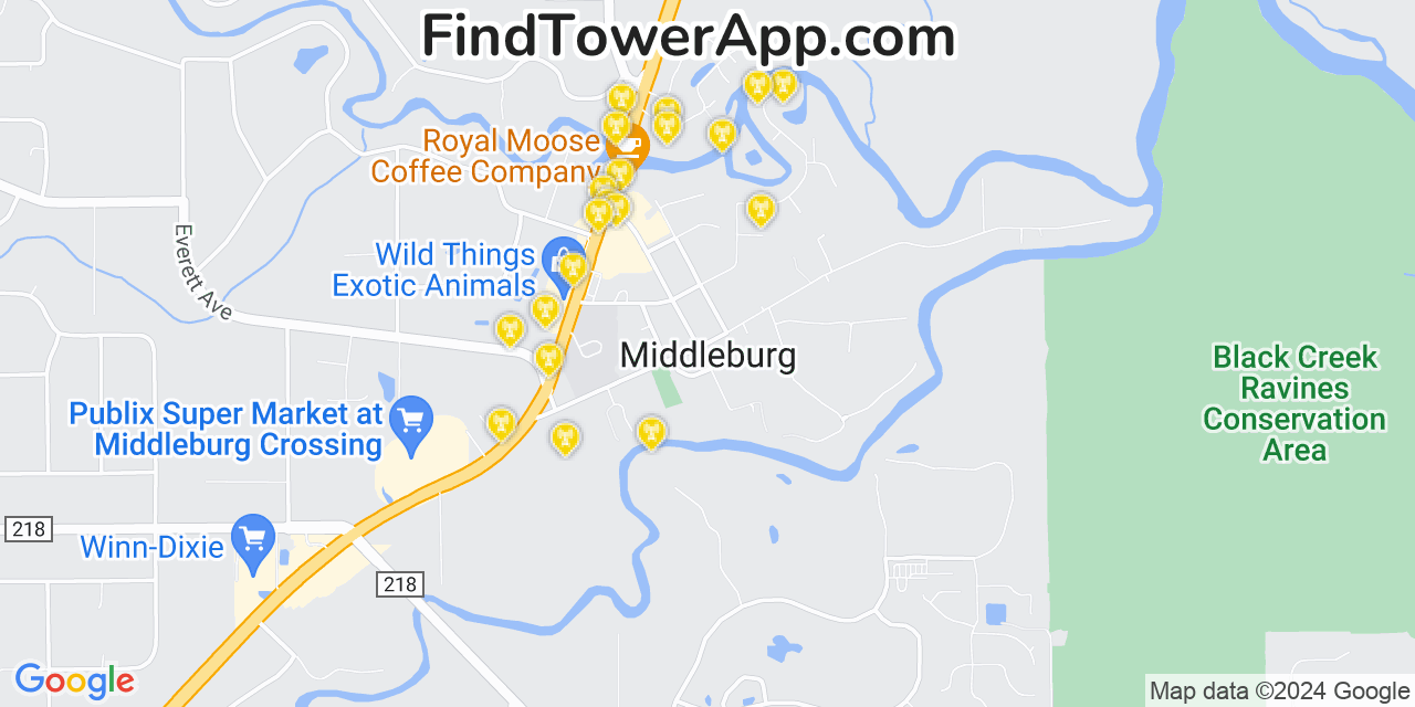 T-Mobile 4G/5G cell tower coverage map Middleburg, Florida