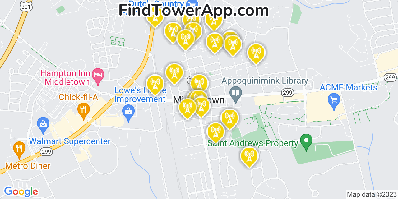 Middletown Delaware Cell Tower Coverage Map