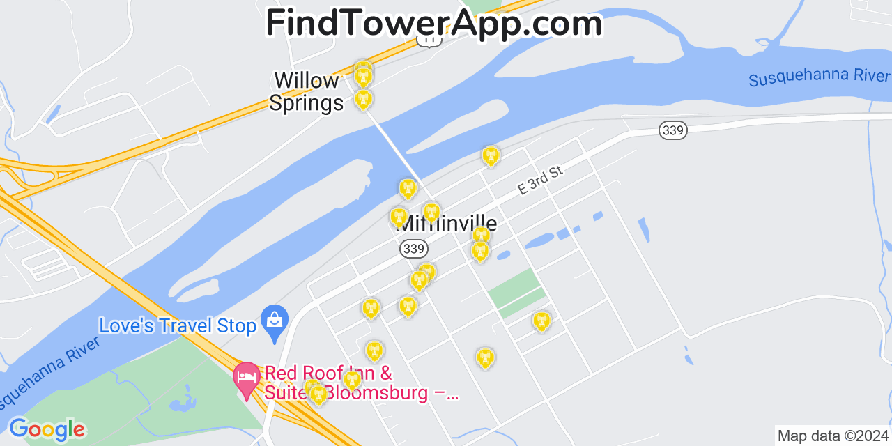 T-Mobile 4G/5G cell tower coverage map Mifflinville, Pennsylvania