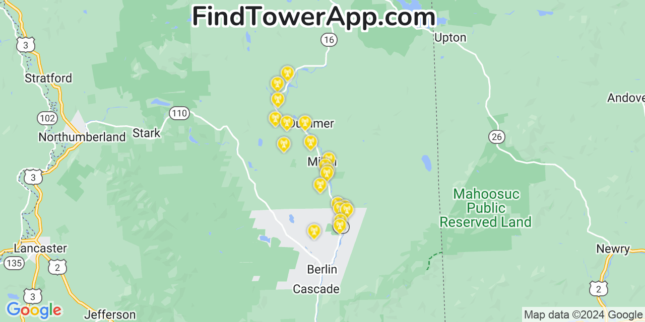 T-Mobile 4G/5G cell tower coverage map Milan, New Hampshire