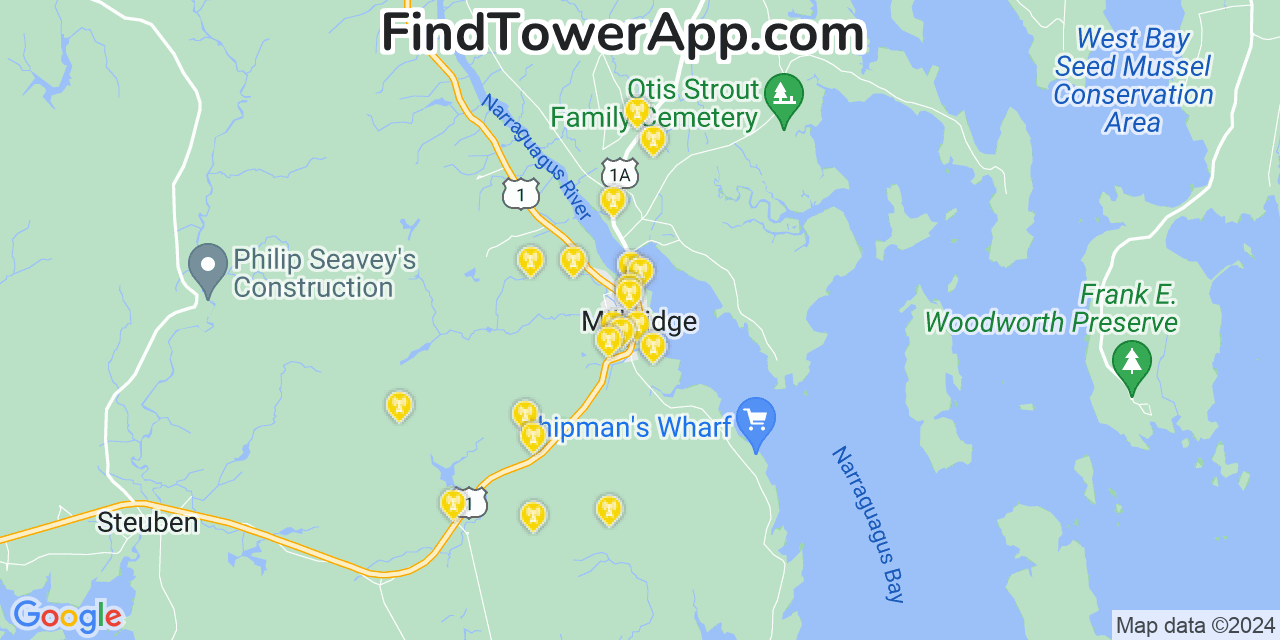 T-Mobile 4G/5G cell tower coverage map Milbridge, Maine