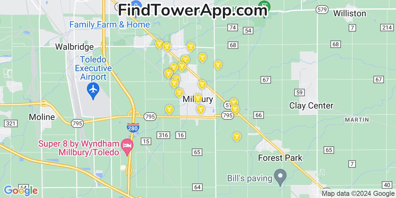 T-Mobile 4G/5G cell tower coverage map Millbury, Ohio