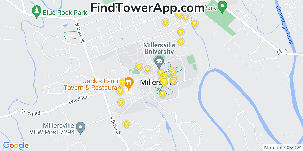 Verizon 4G/5G cell tower coverage map Millersville, Pennsylvania