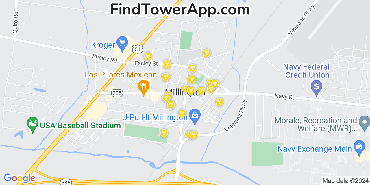 T-Mobile 4G/5G cell tower coverage map Millington, Tennessee