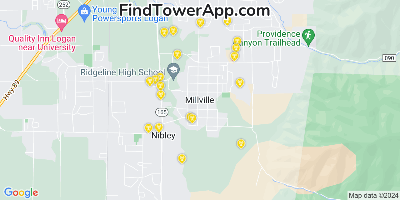 Verizon 4G/5G cell tower coverage map Millville, Utah