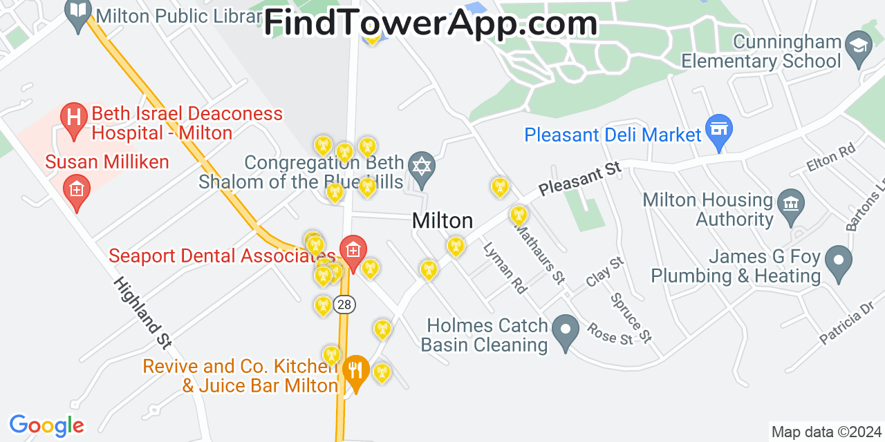 T-Mobile 4G/5G cell tower coverage map Milton, Massachusetts