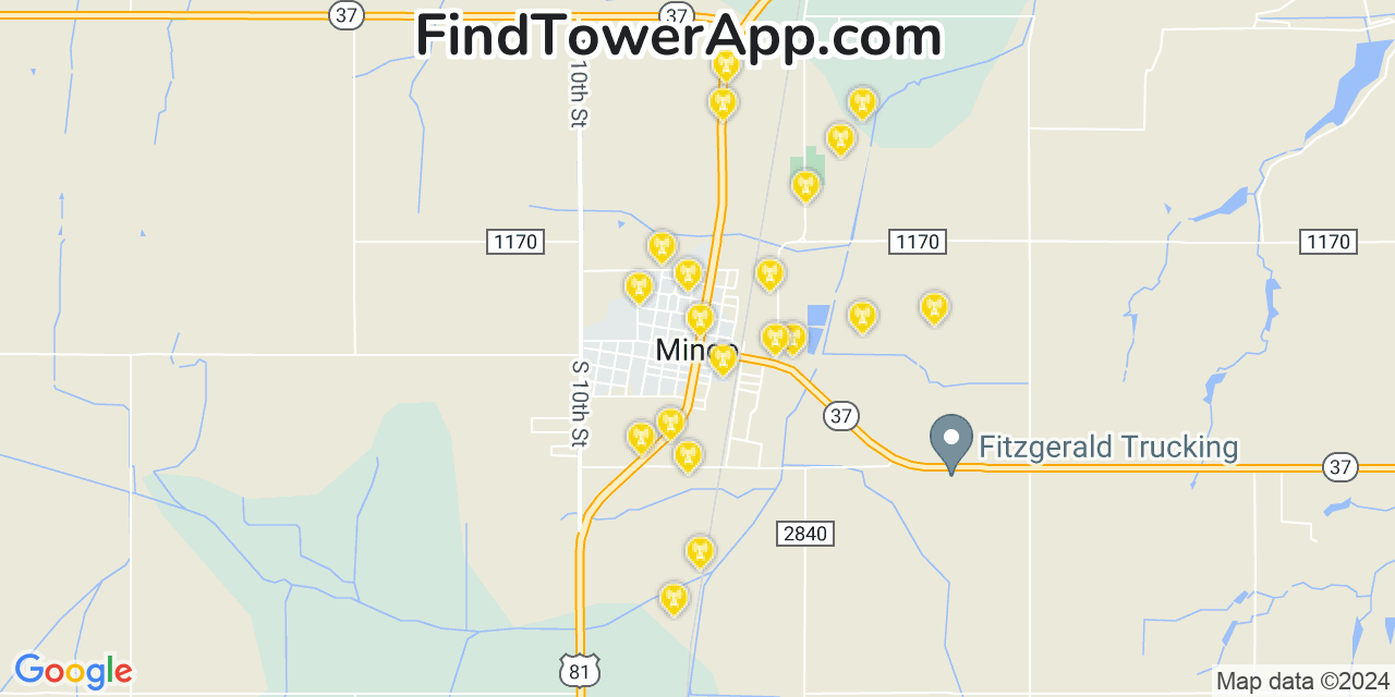 Verizon 4G/5G cell tower coverage map Minco, Oklahoma