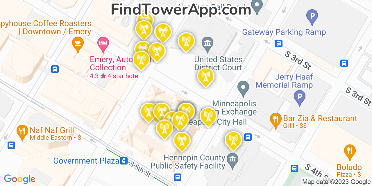 Minneapolis Minnesota Cell Tower Coverage Map