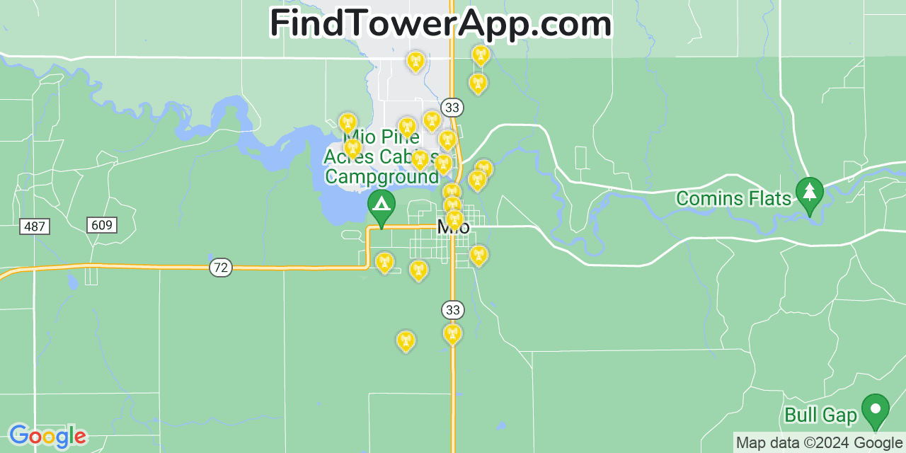 T-Mobile 4G/5G cell tower coverage map Mio, Michigan