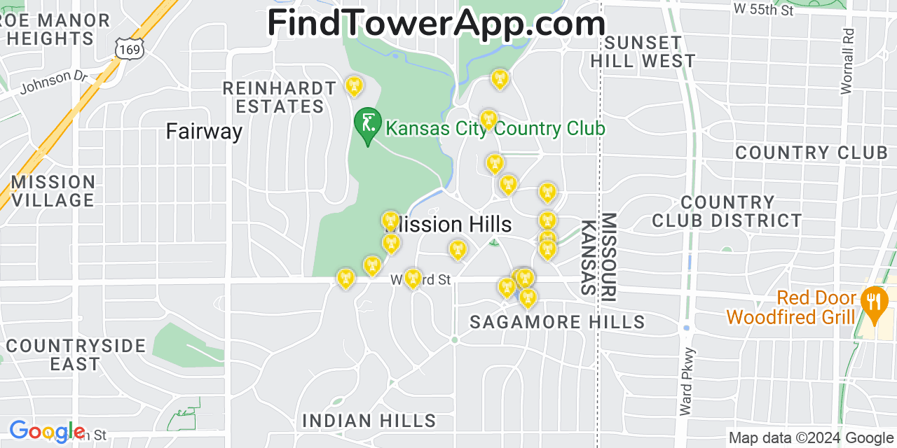 Verizon 4G/5G cell tower coverage map Mission Hills, Kansas