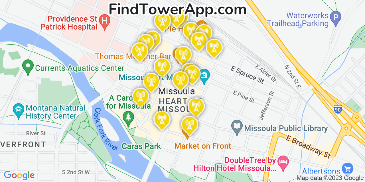 Verizon 4G/5G cell tower coverage map Missoula, Montana