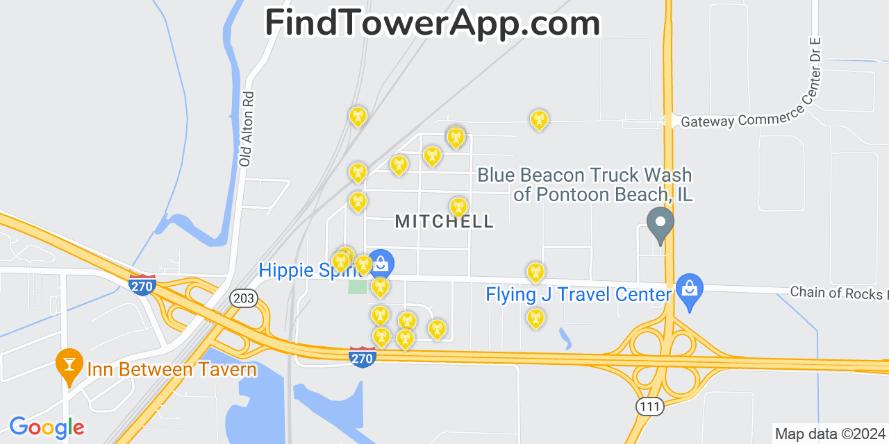 AT&T 4G/5G cell tower coverage map Mitchell, Illinois