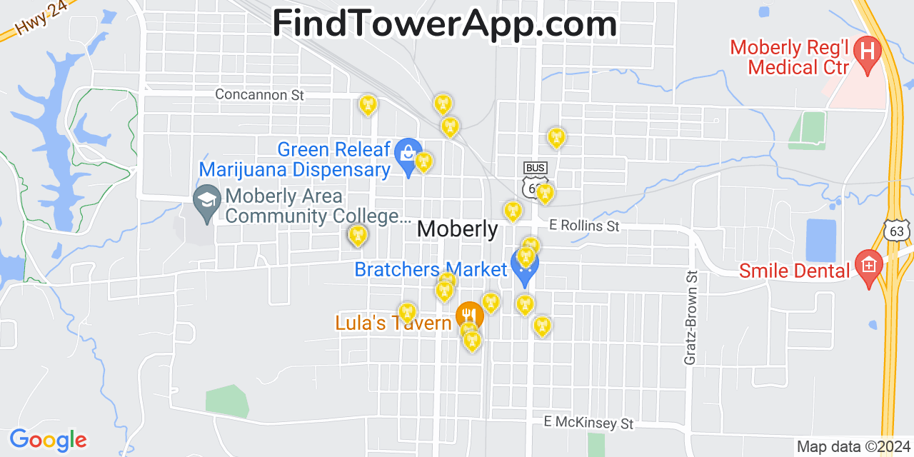 T-Mobile 4G/5G cell tower coverage map Moberly, Missouri