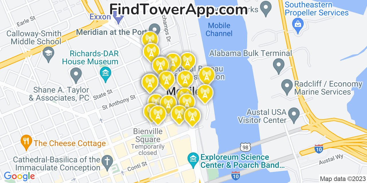 Mobile Alabama Cell Tower Coverage Map