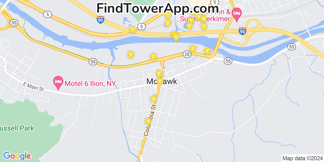 Verizon 4G/5G cell tower coverage map Mohawk, New York