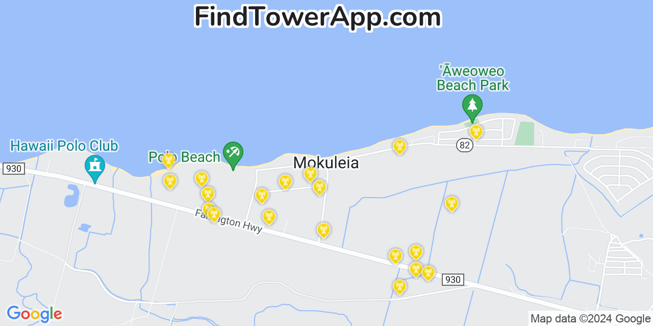 Verizon 4G/5G cell tower coverage map Mokulēia, Hawaii