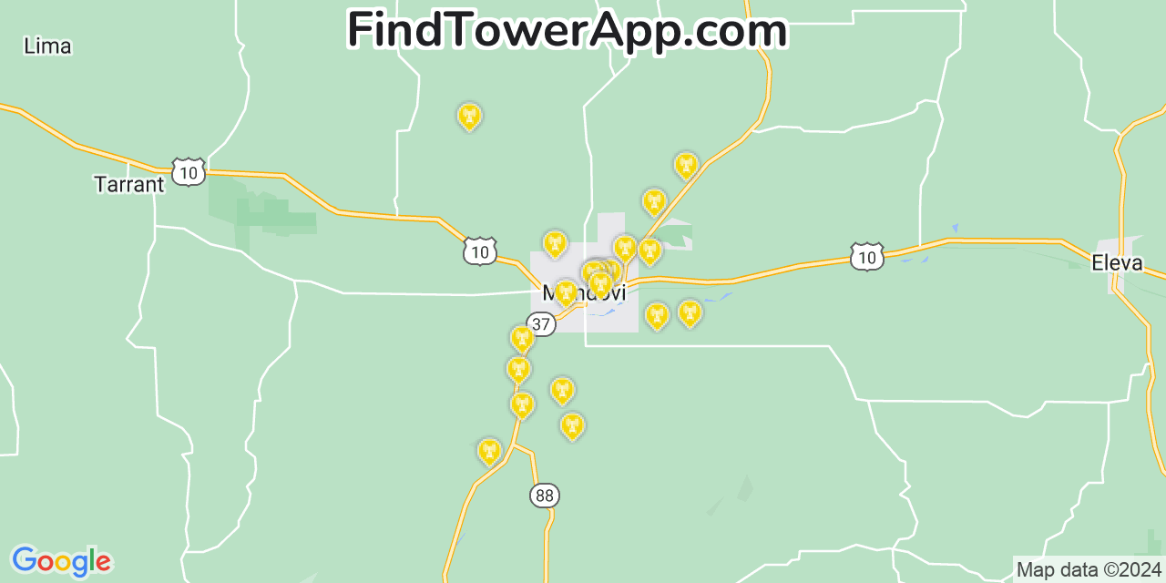 Verizon 4G/5G cell tower coverage map Mondovi, Wisconsin