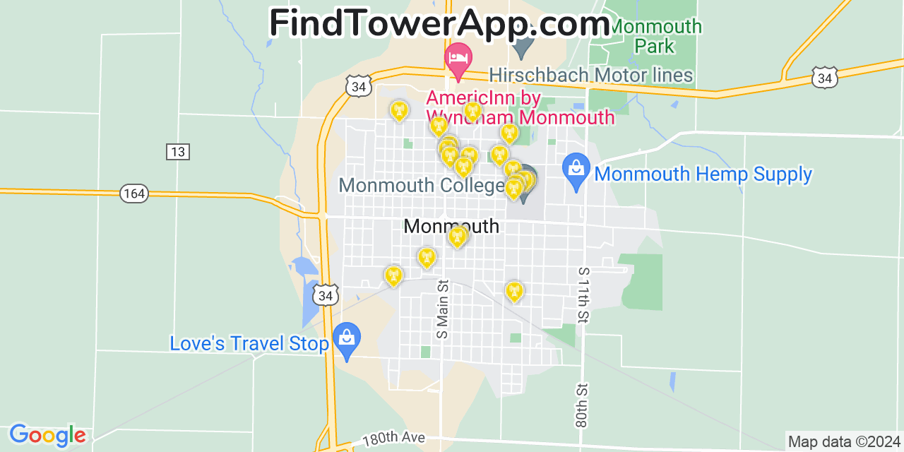 T-Mobile 4G/5G cell tower coverage map Monmouth, Illinois