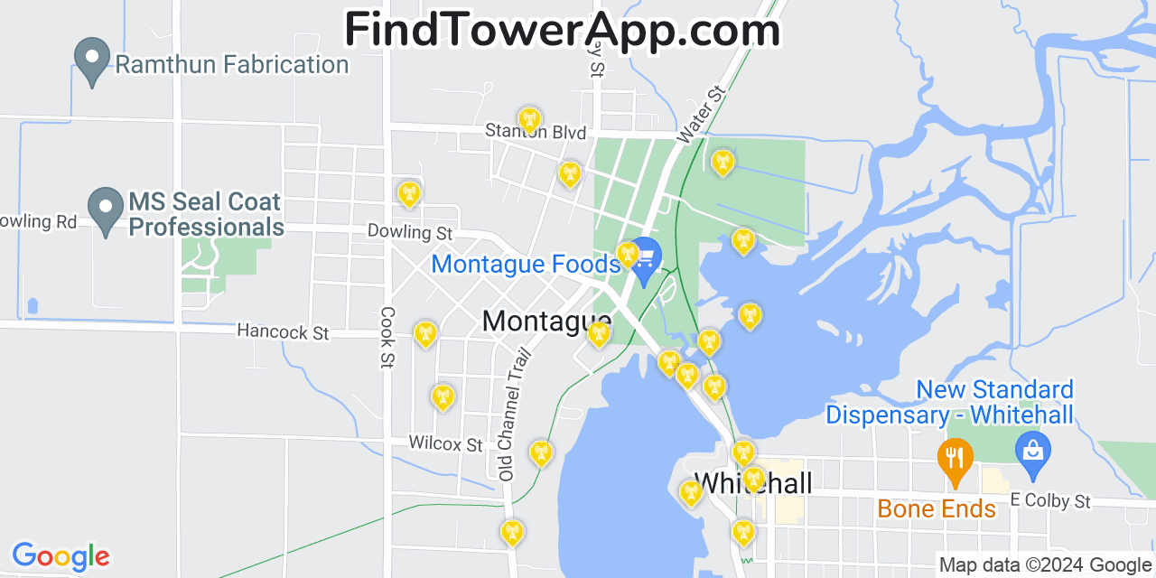 T-Mobile 4G/5G cell tower coverage map Montague, Michigan