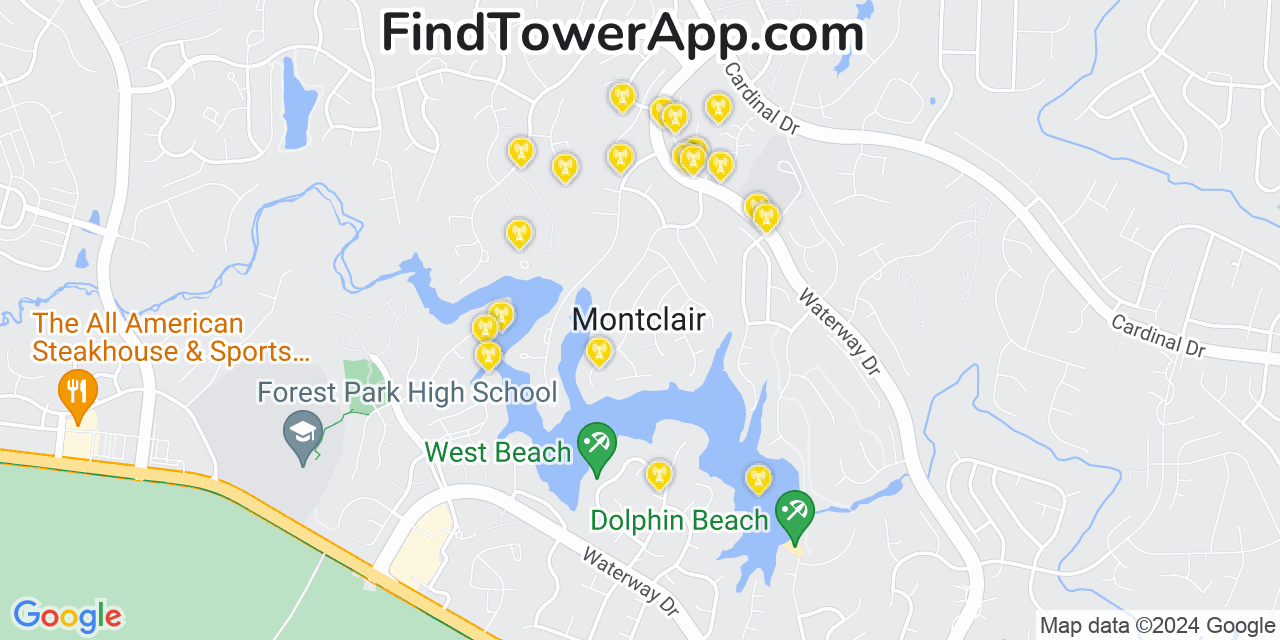 Verizon 4G/5G cell tower coverage map Montclair, Virginia