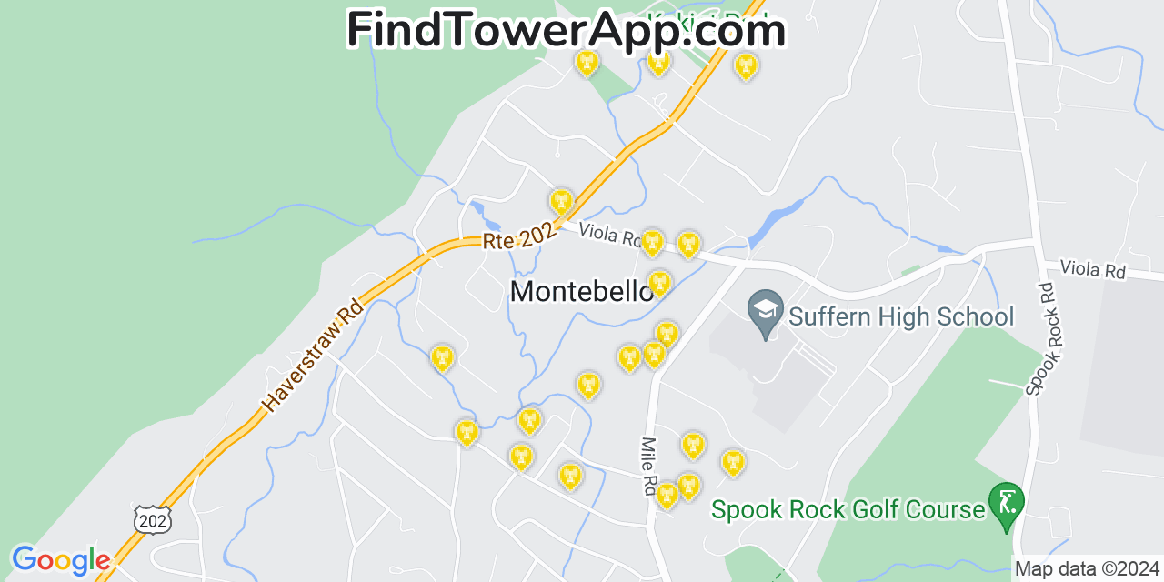 Verizon 4G/5G cell tower coverage map Montebello, New York