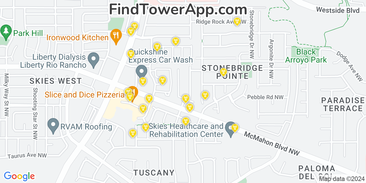 Verizon 4G/5G cell tower coverage map Monterey Park, New Mexico