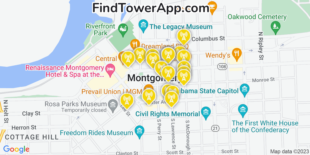 Montgomery Alabama Cell Tower Coverage Map