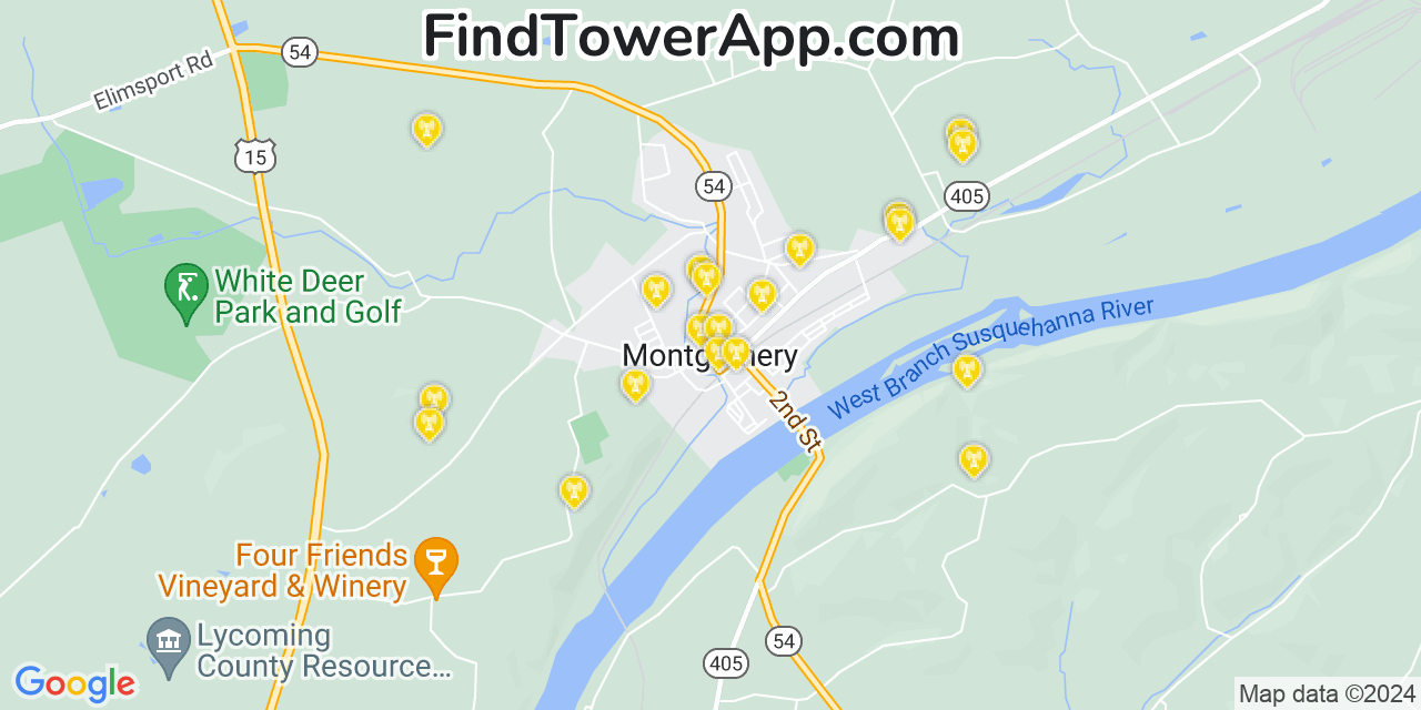 T-Mobile 4G/5G cell tower coverage map Montgomery, Pennsylvania