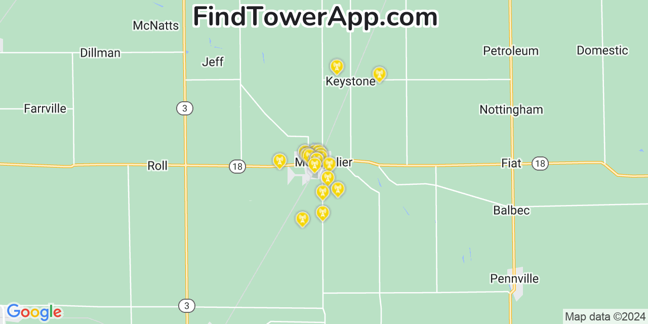 Verizon 4G/5G cell tower coverage map Montpelier, Indiana