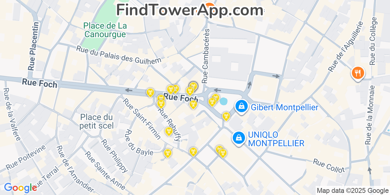 Montpellier Cell Towers, France - FindTower App Coverage Maps