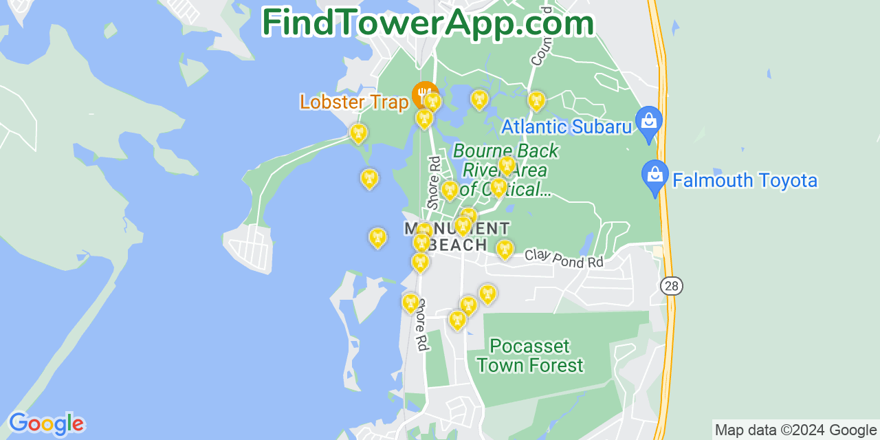 Verizon 4G/5G cell tower coverage map Monument Beach, Massachusetts