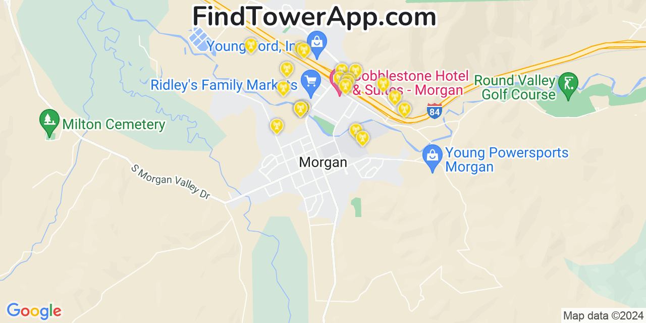 AT&T 4G/5G cell tower coverage map Morgan, Utah